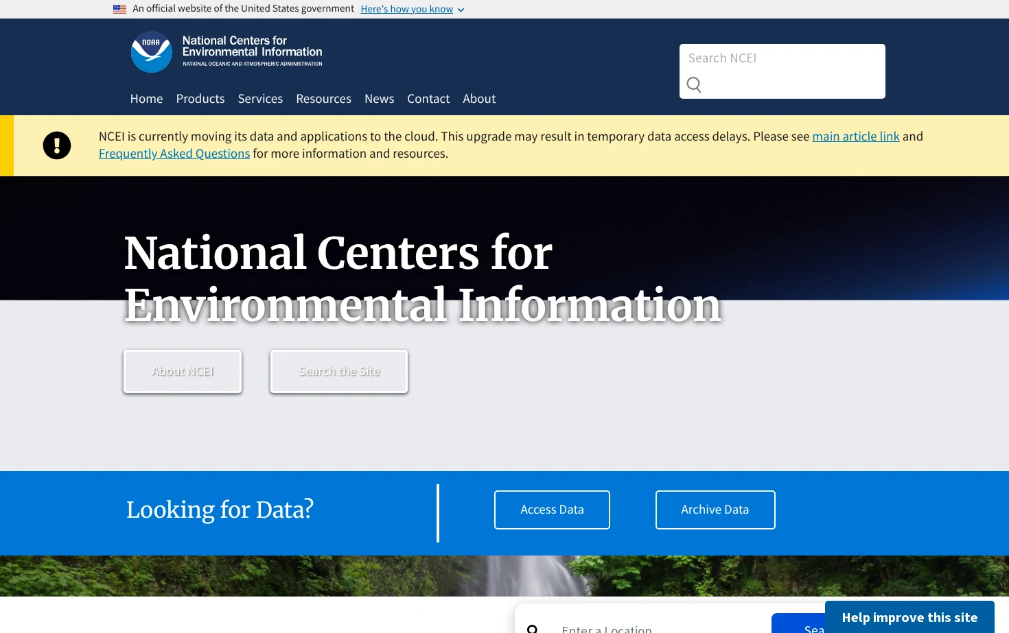 National Centers for Environmental Information (NCEI) 页面快照